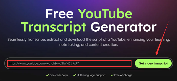 EaseUS YouTube transcript tool