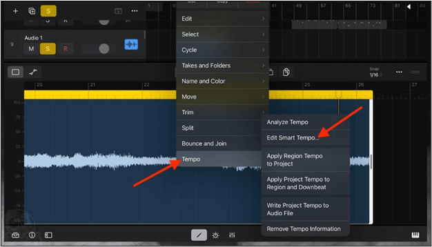 modifier le tempo intelligent logic pro