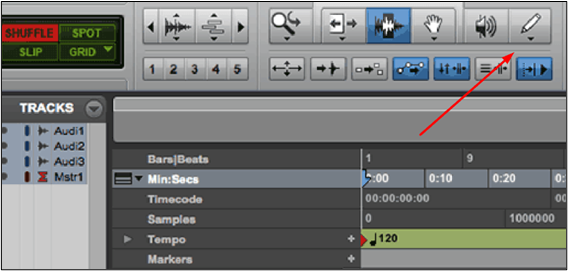 editing pencil button in pro tools