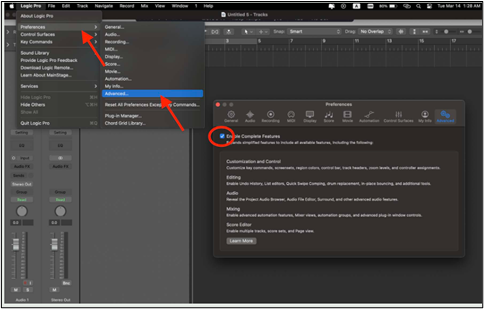 habilitar recursos completos logic pro x