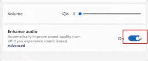 enable enhance audio option