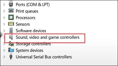expand the sound video and game controllers