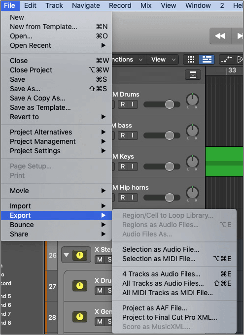 Export as audio file logic pro x
