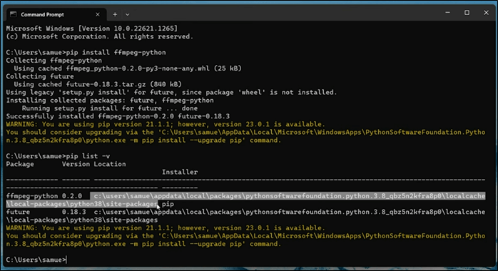 ffmpeg python directory