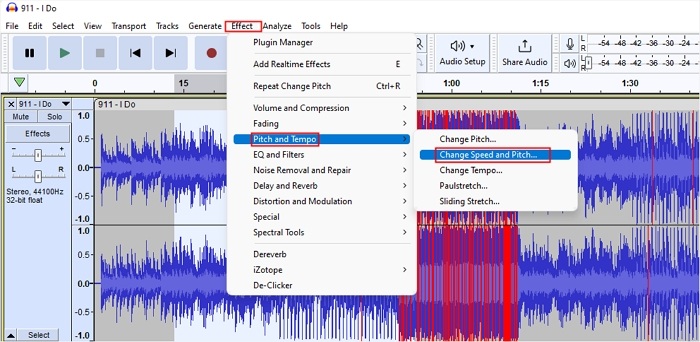 den Effekt Geschwindigkeit und Neigung ändern