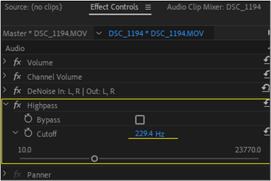 frequency set high pass premiere pro