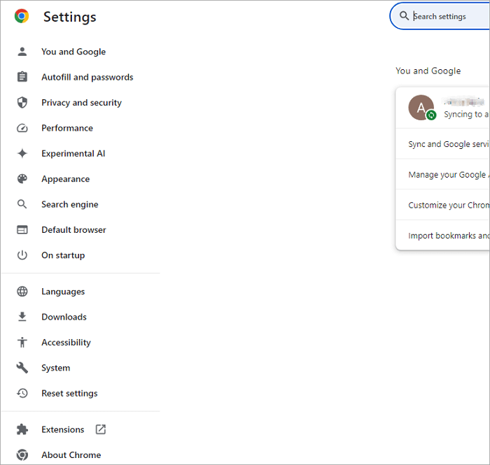google chrome settings