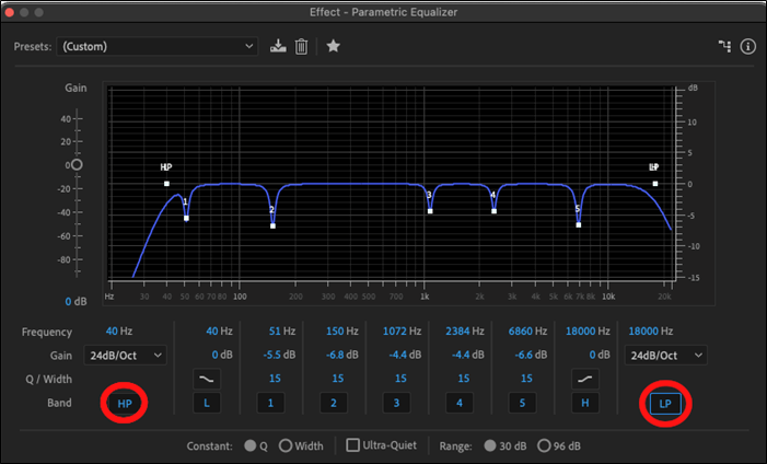 high and low pass filters