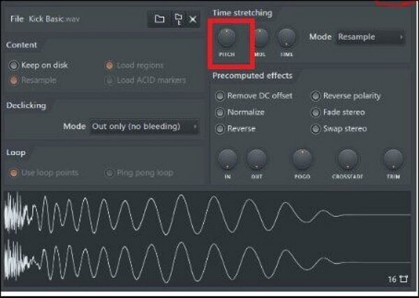 click pitch under time stretching