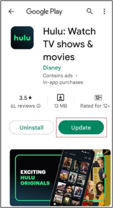 Hulu app and check for updates
