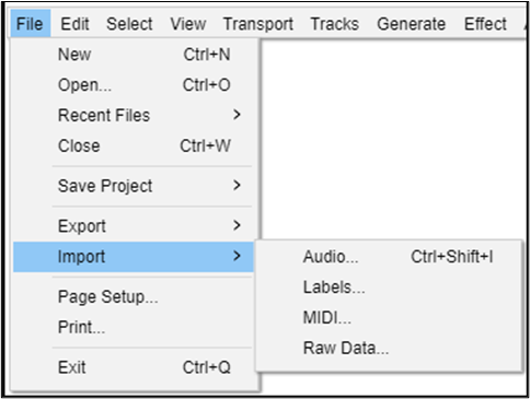 Datei in Audacity importieren