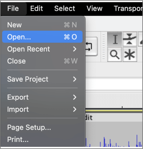 Import song in Audacity