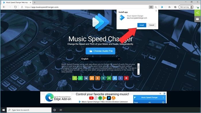 Install Music Speed Changer Extension