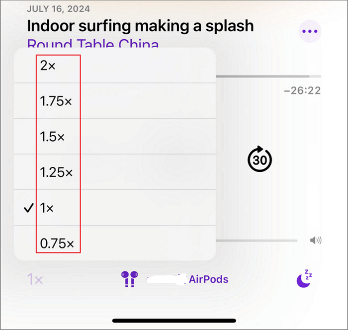 iphone apple podcasts change speed