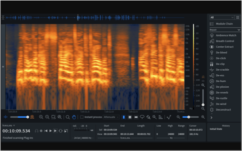 Interfaz de usuario de IZotope RX