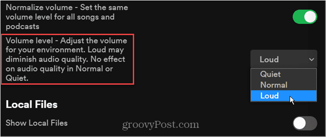 loud option spotify windows
