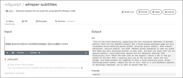 m1guelpf Untertitel-Generator