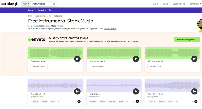 mixkit instrumentais