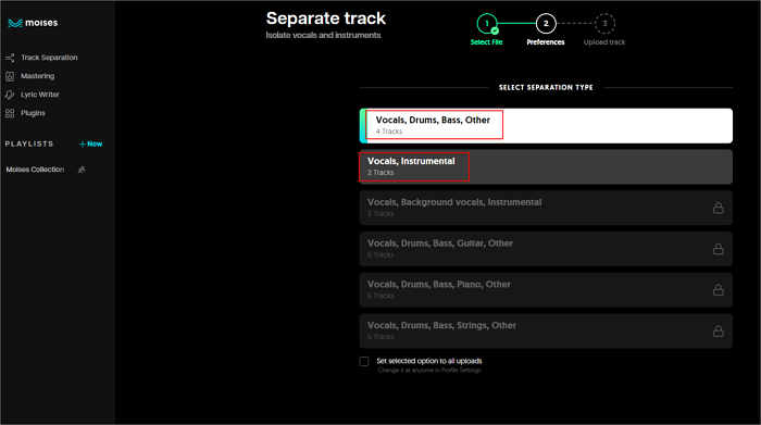 moise separate track