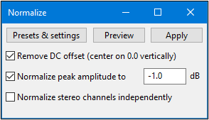 apply the Normalize effect