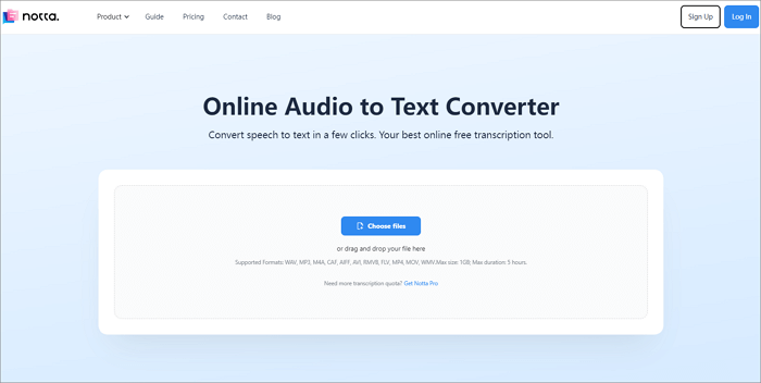 notta Audio zu Text Konverter