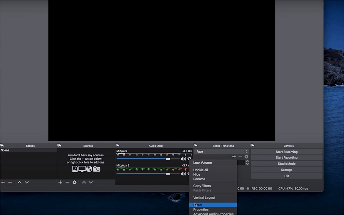 obs audio choose filter