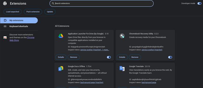 abra extensões do Google Chrome