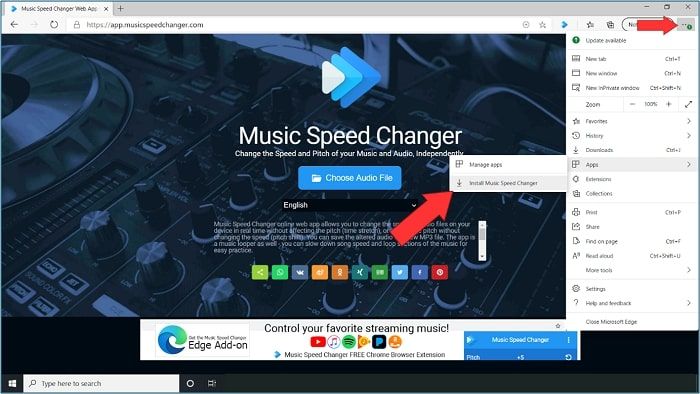 Open Music Speed Changer in Apps Store