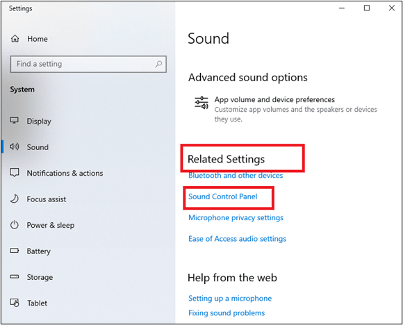 abrir el panel de control de sonido