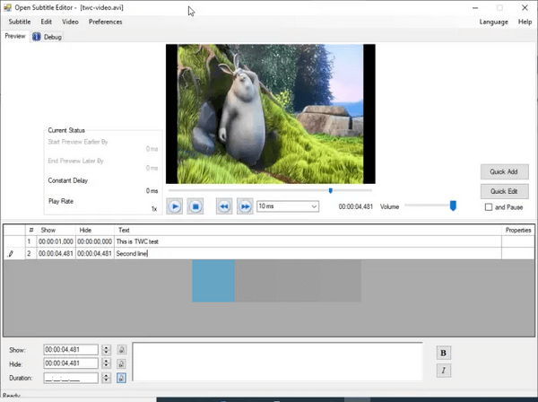 Untertitel-Editor öffnen