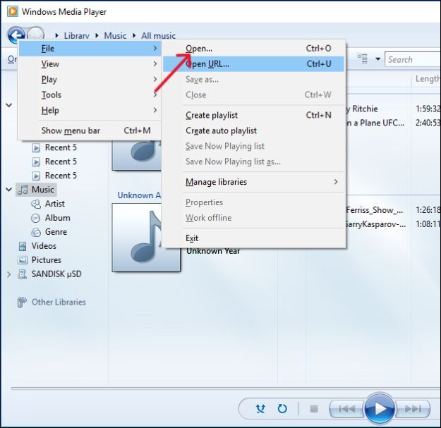 在 wmp 上開啟檔案