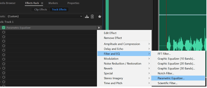 Effet d'égaliseur paramétrique Adobe Audition