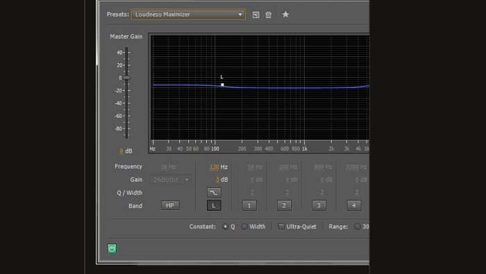Paramètres de l'effet d'égaliseur paramétrique