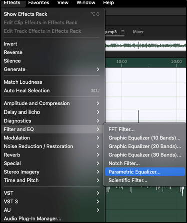 parametric equalizer in adobe audition