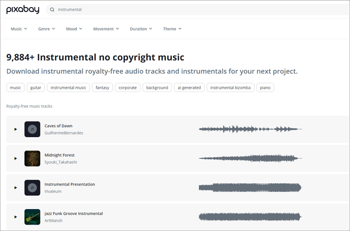 instrumentais do pixabay