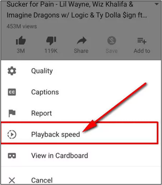 playback speed option on mobile