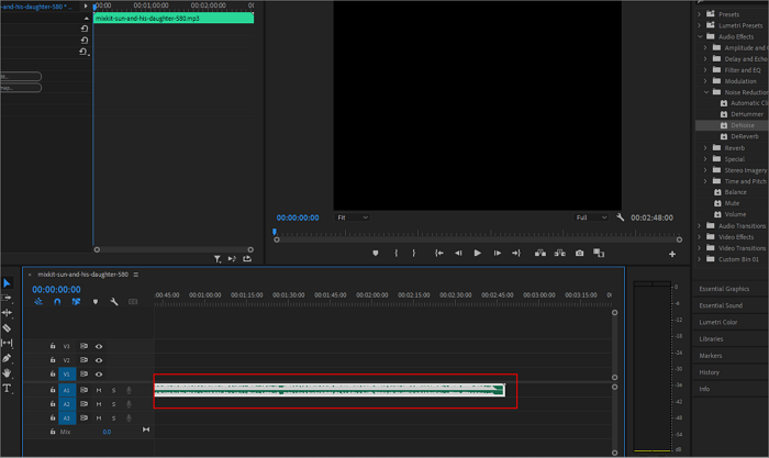 premiere pro drag denoise timeline