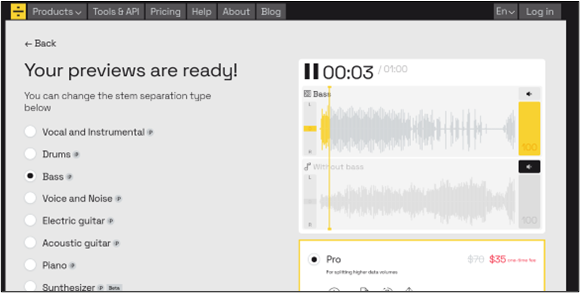 Ergebnisvorschau LALAL.AI