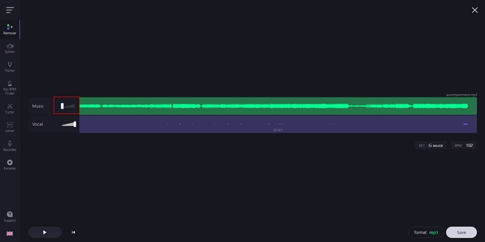 reduce music volume to zero