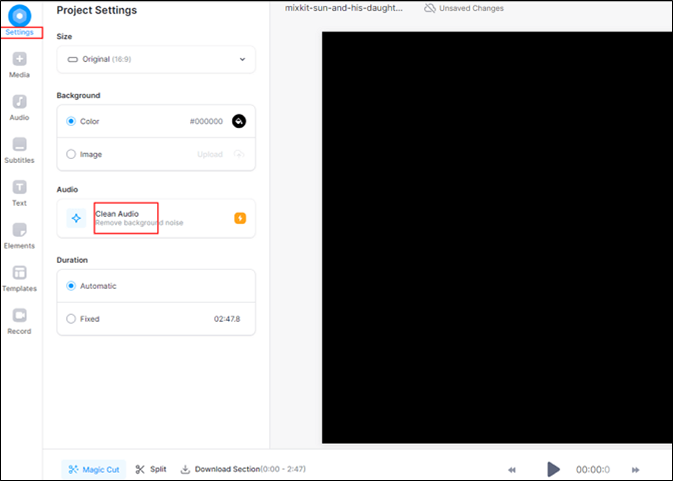 From the “Settings” menu