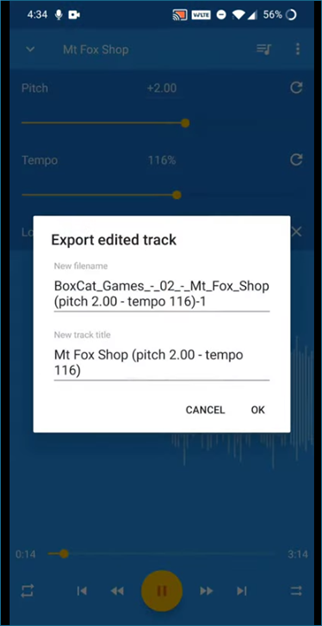 Rename file Music Speed Changer iPhone