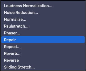 repairing tool icon in audacity