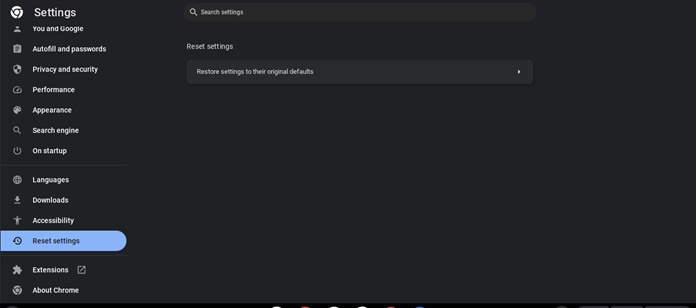 redefinir configurações do cromo
