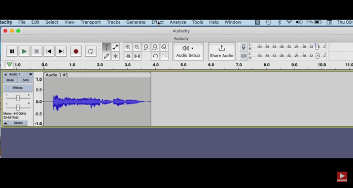選擇音訊 Audacity