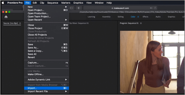 在 Premiere Pro 上選擇剪輯