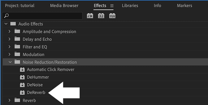 Select DeReverb menu