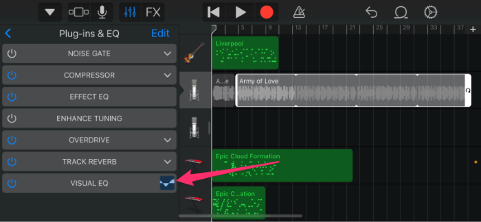 點選“Visual EQ”開啟圖形顯示