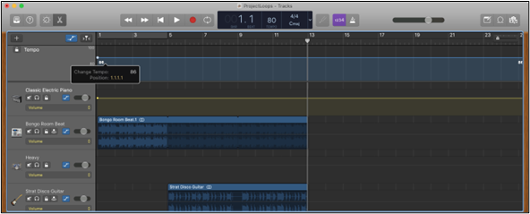 Show tempo track Garageband