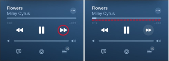 播放歌曲並長按前進按鈕