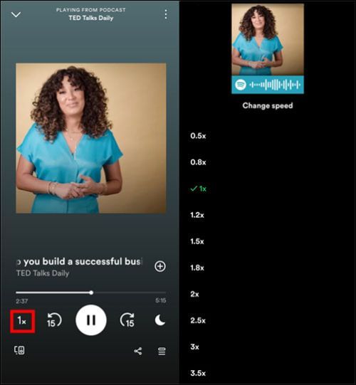 更改 Spotify 上播客的播放速度